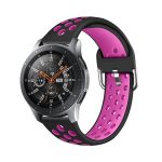 For Galaxy Watch 46 / S3 / Huawei Watch GT 1 / 2 22mm Smart Watch Silicone Double Color Watch Band, Size:S(Black Rose Purple)
