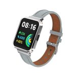 Για Xiaomi Mi Watch Lite / Redmi Watch Γνήσια δερμάτινη μεταλλική θήκη Ενσωματωμένη ζώνη ρολογιού (ανοιχτό γκρι)