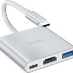 Hoco HB14 Easy use USB-C Docking Station με HDMI 4K PD Ασημί