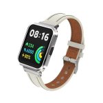 Για Xiaomi Redmi Watch 2 Lite Γνήσια Δερμάτινη Μεταλλική Θήκη Ενσωματωμένη ζώνη ρολογιού (Ζεστή Λευκή+Ασημί θήκη)