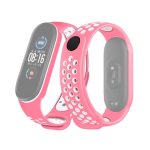 For Xiaomi Mi Band 6 (CA8856) Breathable Silicone Watch Band with Holes (ΑΣΠΡΟ+ΡΟΖ)