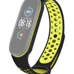 Για Xiaomi Mi Band 5 Διχρωμία σιλικόνης αναπνεύσιμη ζώνη ρολογιών (Black Lime)