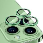 ENKAY Glitter Rear Lens Aluminium Alloy Tempered Glass Film For iPhone 14 Pro / 14 Pro Max(Deep Green)