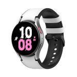 For Samsung Galaxy Watch5 44mm / 40mm Silicone Leather Black Buckle Watch Band, Size:S(White)