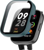 Για Redmi Watch 3 Active PC + Tempered Film Ενσωματωμένη προστατευτική θήκη ρολογιού (Pine Green)