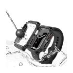 Screen Tempered Glass Film Armor Waterproof Watch Case For Apple Watch Series 8&7 45mm(Black)