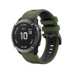 For Garmin Fenix 6X 26mm Two-Color Sports Silicone Watch Band (ΠΡΑΣΙΝΟ + ΜΑΥΡΟ)
