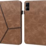 For Xiaomi Redmi Pad SE Solid Color Stripe Embossed Leather Tablet Case   (Brown)