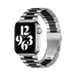 Διπλωμένη πόρπη 3 χάντρες από ανοξείδωτο ατσάλι Ζώνη ρολογιού για Apple Watch Ultra 49mm / Series 8&7 45mm / SE 2&6&SE&5&4 44mm / 3&2&1 42mm (Silver Black)