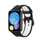 Για Huawei Watch Fit 2 Διχρωμία αναπνεύσιμη ζώνη ρολογιών σιλικόνης (μαύρο+λευκό)