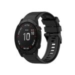 For Garmin Fenix 6X 26mm Horizontal Texture Silicone Watch Band with Removal Tool(Black)