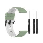 For Garmin Fenix 7 26mm Two-color Silicone Watch Band  ( Green / White)