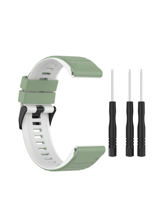 f2c02195-ae27-4e39-b129-46ae397841b0_0.jpg For Garmin Fenix 7 26mm Two-color Silicone Watch Band ( Green / White) - Image 1