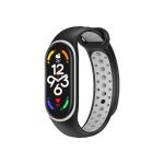 For Xiaomi Mi Band 7 Two-color Silicone Watch Band(White Border + Black + Gray)