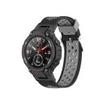 For Amazfit T-Rex / T-Rex Pro / Ares 3-Row Holes Two-color Silicone Watch Band (Black Grey)