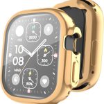 Για Apple Watch Ultra 49mm ENKAY Πλήρης κάλυψη, επικαλυμμένη μαλακή θήκη TPU με φιλμ οθόνης (χρυσό)