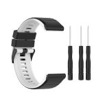 For Garmin Fenix 7 22mm Two-color Silicone Watch Band  (Black  / White)