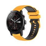 Για Amazfit Stratos 22mm καρό λουράκι ρολογιού σιλικόνης δύο χρωμάτων (κίτρινο+μαύρο)