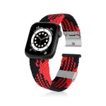 Πλεκτό + λουράκι ρολογιού από ανοξείδωτο χάλυβα για Apple Watch Series 7 45mm / 6 & SE & 5 & 4 44mm / 3 & 2 & 1 42mm (Vertical Black Red)