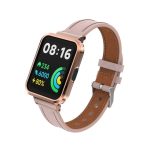 For Xiaomi Redmi Watch 2 Genuine Leather Metal Case Integrated Watch Band(Light Pink)