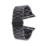 For Apple Watch Series 8&7 41mm / SE 2&6&SE&5&4 40mm / 3&2&1 38mm Stainless Steel 3 Beads Folding Buckle Watch Band (Black)
