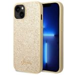 Guess Glitter Flakes Script Metal Logo Back Cover Σιλικόνης Χρυσό (iPhone 14)