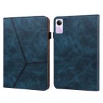 For Xiaomi Redmi Pad SE Solid Color Stripe Embossed Leather Tablet Case (Blue)
