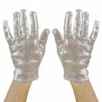 Αποκριάτικο Αξεσουάρ Γάντια Ασημί με Πούλιες