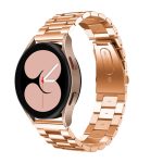 For Samsung Galaxy Watch4 Classic 42mm/46mm Universal Flat Head Three-bead Stainless Steel Watch Band(Rose Gold)