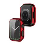Electroplating Shockproof PC Protective Case with Tempered Glass Film For Apple Watch Series 9 / 8 / 7 45mm(Red) - Image 3