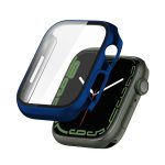 Electroplating Shockproof PC Protective Case with Tempered Glass Film For Apple Watch Series 9 / 8 / 7 45mm(Starry Blue)
