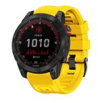For Garmin Tactix 7 Pro / Fenix 7X / 6X Pro 26mm Screw Black Steel Buckle Silicone Watch Band(Yellow)