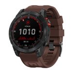 For Garmin Tactix 7 Pro / Fenix 7X / 6X Pro 26mm Screw Black Steel Buckle Silicone Watch Band(Brown)