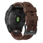 For Garmin Tactix 7 Pro / Fenix 7X / 6X Pro 26mm Screw Black Steel Buckle Silicone Watch Band(Brown) - Image 2