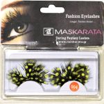 Αποκριάτικες Βλεφαρίδες Πουπουλένιες Πουά Κίτρινες