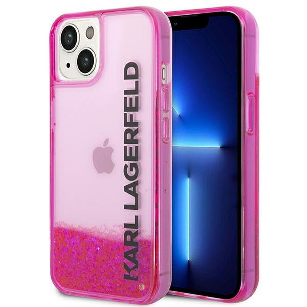 Karl Lagerfeld Liquid Glitter Translucent Elongated Logo Back Cover Σιλικόνης Ροζ (iPhone 14 Plus) - Image 1