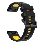 For Garmin Fenix 7X 26mm Two-Color Sports Silicone Watch Band(Black+Yellow) - Image 2