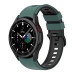 For Samsung Galaxy Watch4 Classic 42mm / 46mm Two-color Silicone Strap Watch Band(Olive Green Black)
