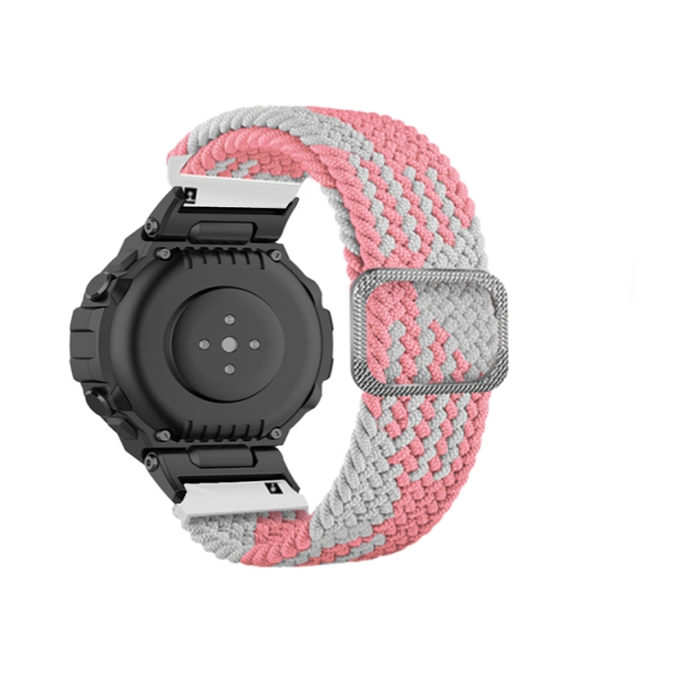 EDA003574701C For Amazfit T-Rex / T-Rex Pro / Ares Adjustable Buckle Braided Nylon Watch Band (Pink + White) - Image 1