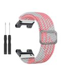 For Amazfit T-Rex / T-Rex Pro / Ares Adjustable Buckle Braided Nylon Watch Band (Pink + White) - Image 3