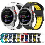 For Garmin Enduro2 / Tactix7 26mm Reverse Buckle Two-color Silicone Watch Band(Blue Yellow) - Image 2