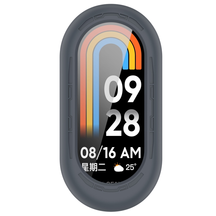 EDA005007001B_3 For Xiaomi Mi Band 8 Pure Color Silicone Watch Protective Case(Grey) - Image 1