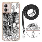 Για Motorola Moto G53 / G13 / G23 Επιμεταλλωμένη θήκη τηλεφώνου IMD διπλής όψης με κορδόνι (Totem Elephant) - Image 3