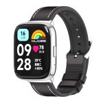 For Redmi Watch 3 Lite / Watch 3 Active Mijobs TPU Leather Watch Band(Black Silver)