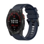 For Garmin Fenix 7X 26mm Horizontal Texture Silicone Watch Band with Removal Tool(Navy Blue)
