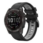 For Garmin Fenix 7X Solar 26mm Two-Color Sports Silicone Watch Band(Black+Grey)
