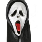 Αποκριάτικη Μάσκα Προσώπου Φάντασμα με Κουκούλα και Γλώσσα Έξω