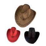 Καπέλο Καουμπόϊ Suede Με Ραφές /ΚΟΚΚΙΝΟ