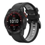 For Garmin Fenix 7X 26mm Two-Color Sports Silicone Watch Band(Black+Grey)