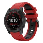 For Garmin Fenix 7X 26mm Two-Color Sports Silicone Watch Band(Red+Black)